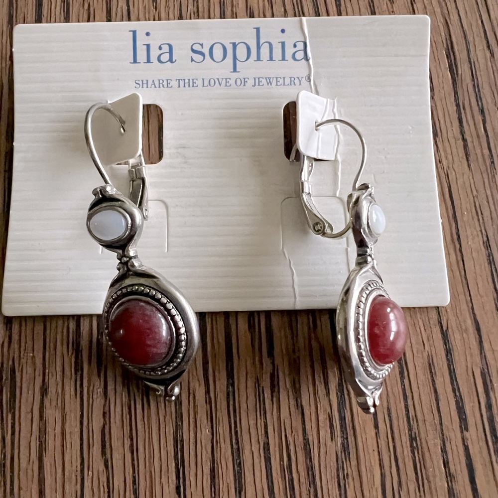 Lia Sophia deep red drop earrings